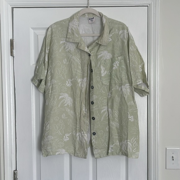 NWOT Kulani Kinis OVERSIZED LINEN SHIRT - COCO MATCHA - Picture 6 of 7